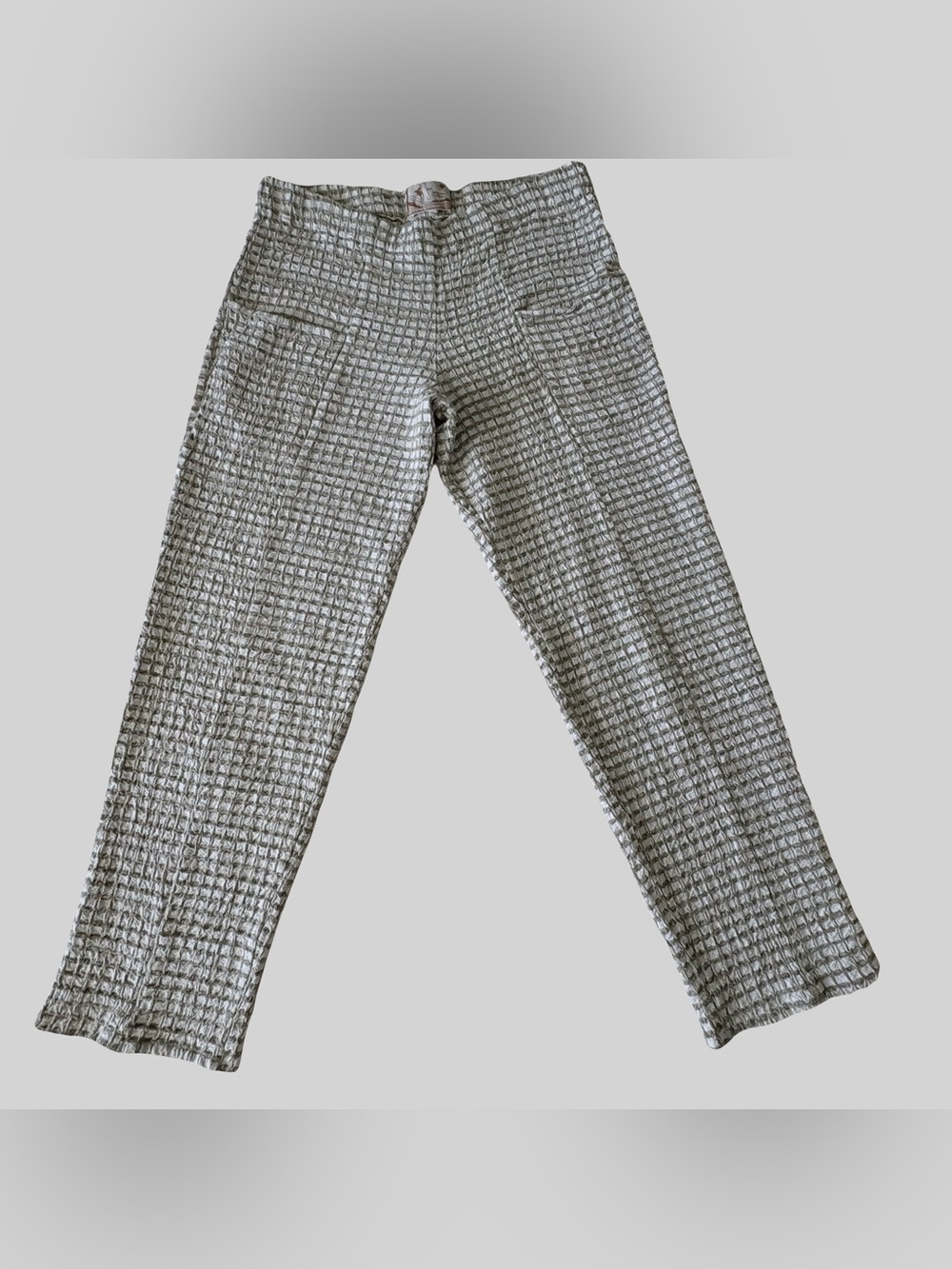 SEEA Made in California Textured Grid Seersucker Tapered Pants - Neutral Size M